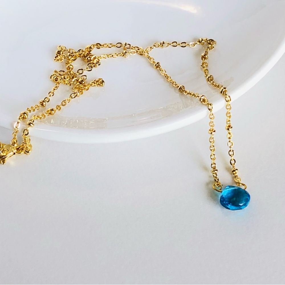 Sky Blue Quartz Briolette Faceted Satellite Necklace